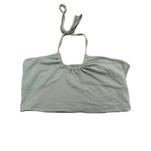 💜 SHEIN Light Green Ruched Halter Crop Top, Size S